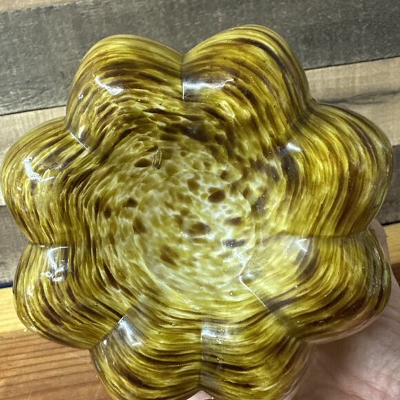 Murano Style Hand Blown Art Glass Green/Brown Pumpkin 9" Tall - Picture 7 of 7